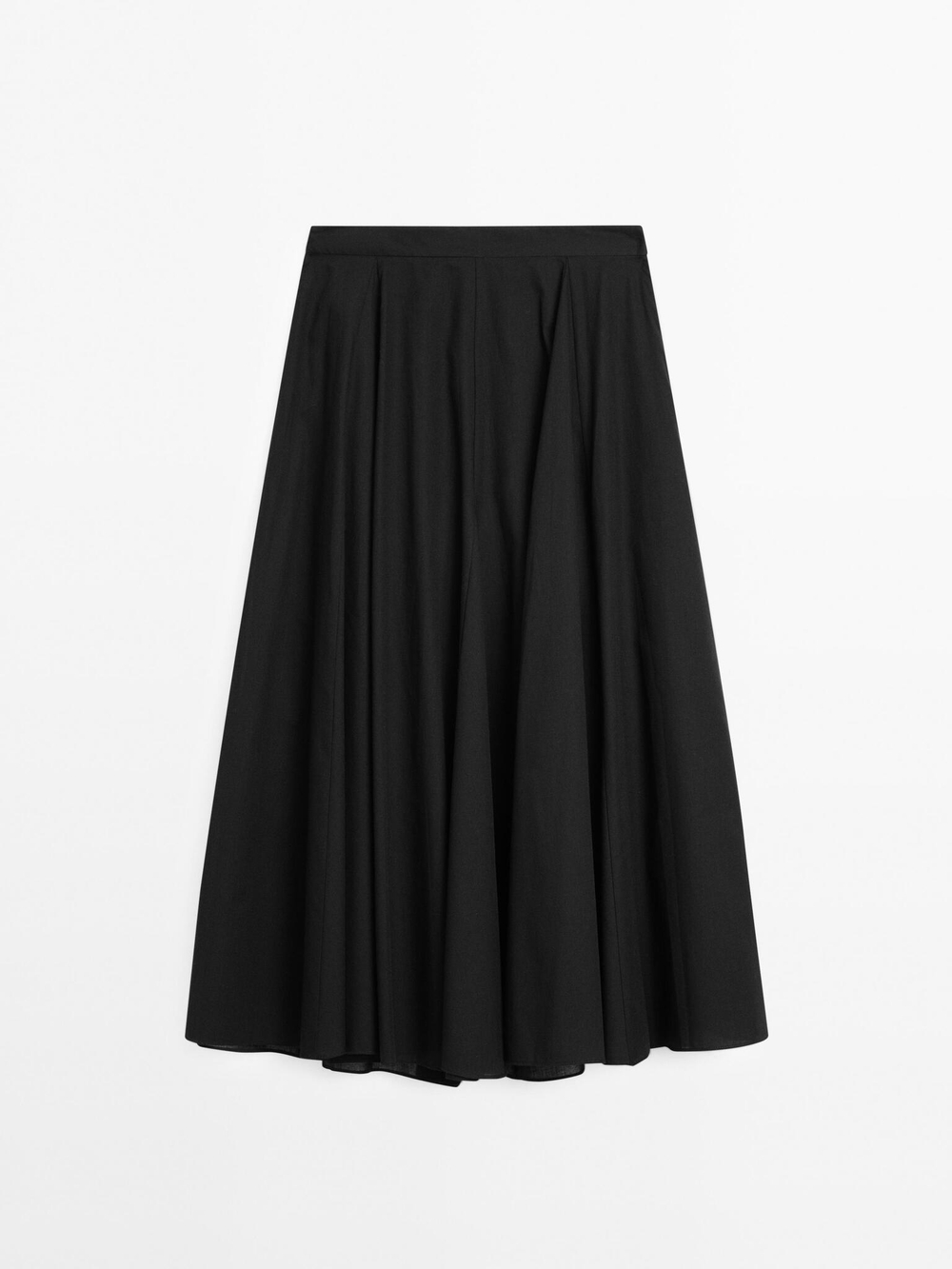 Massimo Dutti Расклешенная юбка из 100% хлопка, черный