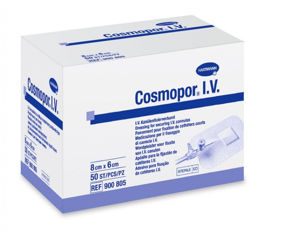 COSMOPOR I.V. - Самоклеящиеся повязки для фиксации катетеров, 8*6 см, 50 шт (9008054)