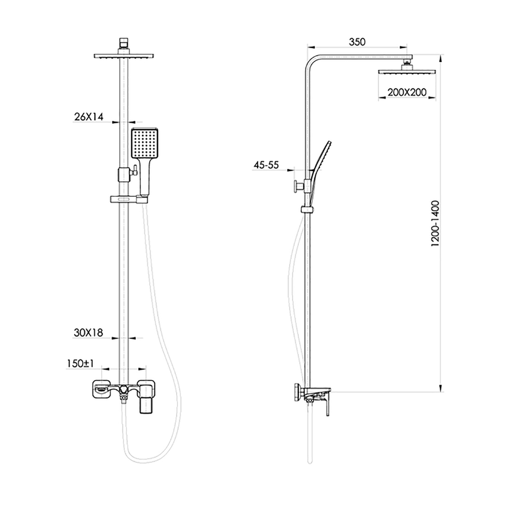Душевая система 35к IDDIS BILBL1Fi06 "Bild" лейка "Тропический душ" Черный