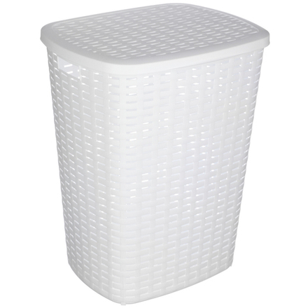 Корзина для белья с откидной крышкой, 50 л, 43х35х53 см, пластик, белый
