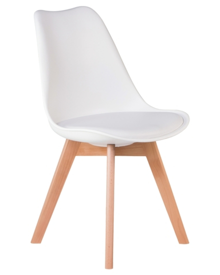 Стул обеденный DOBRIN JERRY SOFT, ножки светлый бук, цвет сиденья белый (W-02)