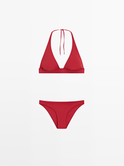 Massimo Dutti Топ бикини с треугольными чашками, красный