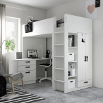Кровать двухъярусная - IKEA SMÅSTAD/SMASTAD/СМОСТАД ИКЕА, 90x200 см, белый/черный