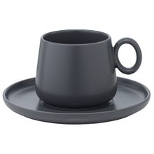 Набор из двух чайных пар темно-серого цвета из коллекции Essential, 250 мл