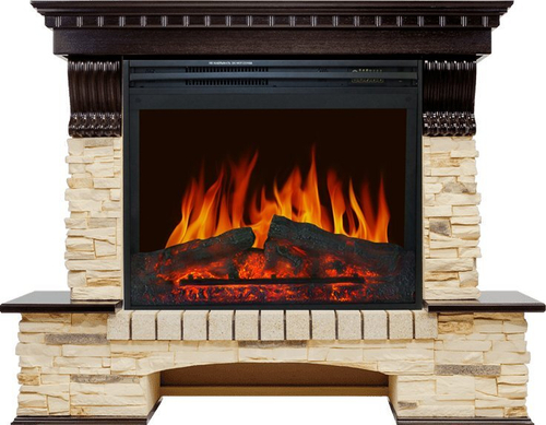 Каминокомплект Pierre Luxe - Темный дуб / Сланец (Высота 1000мм) с очагом Jupiter FX New