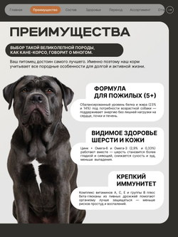 Корм сухой для пожилых собак породы Кане-корсо старше 5 лет, с индейкой, 12 кг, QUATTRO