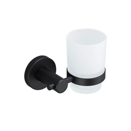 Стакан для зубных щеток, стекло,нерж сталь, чер, Frap, F30206