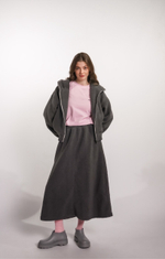 Юбка-трапеция из плюшевой ткани, графит