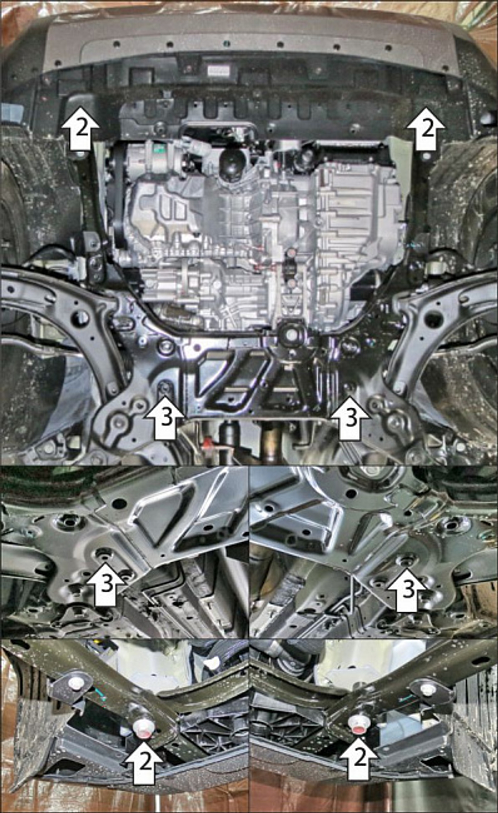 Защита картера двигателя, КПП (2 мм, сталь) для Haval H3 2024- Motodor.73108