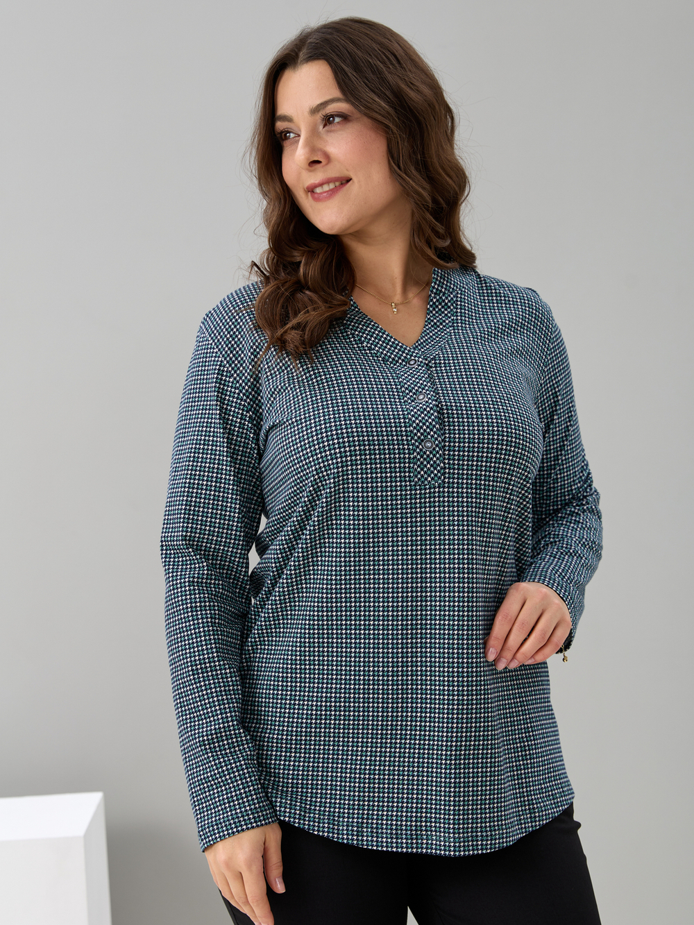 Блузка БЛ-22/пьедепуль-зеленый