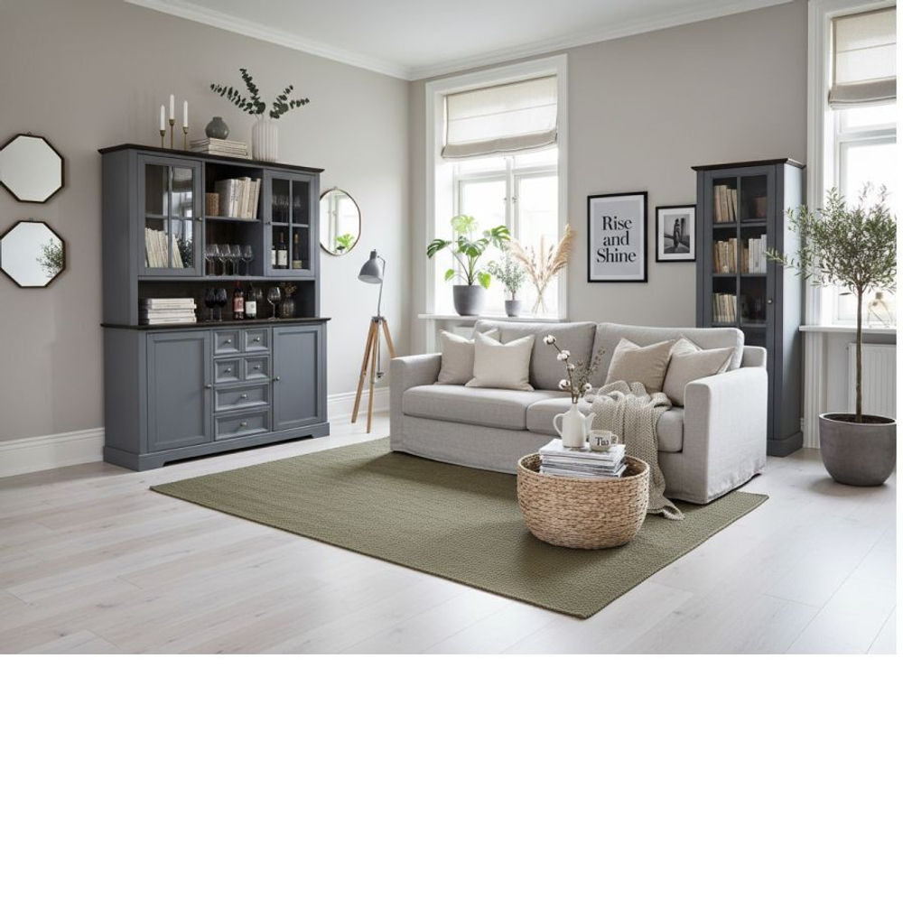 Шкаф-витрина деревянная Лэйквью 103х41х139 см, сервант с 2 раздвижными дверями из массива сосны