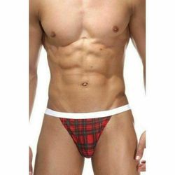 Мужские трусы стринги красные в клетку La Blinque LB15152