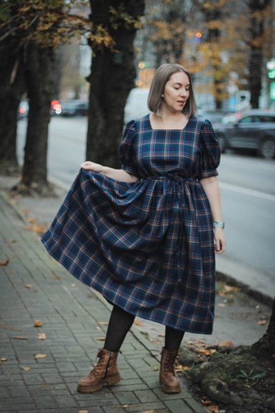 Платье в клетку из шерсти