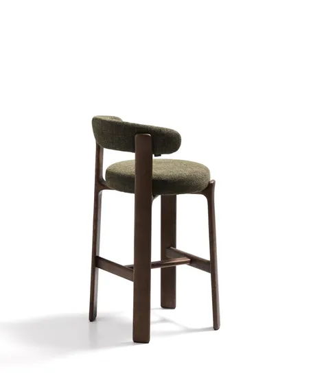 Барный стул Granite из зеленой синели и ясеня с отделкой орех 75 см