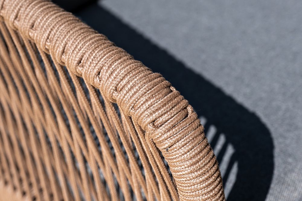 "Канны" лаунж-зона 4-местная из роупа со столиком "Канны" (серый гранит), основание дуб, роуп коричневый