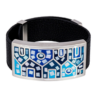 Браслет Fiore Luna на черном кожаном ремешке CB11318-8 BL