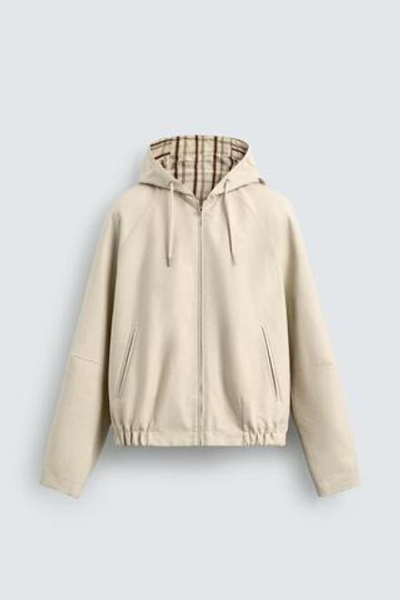 ZARA ДВУСТОРОННЯЯ КУРТКА В КЛЕТКУ, ЦВЕТ ЛЬДА