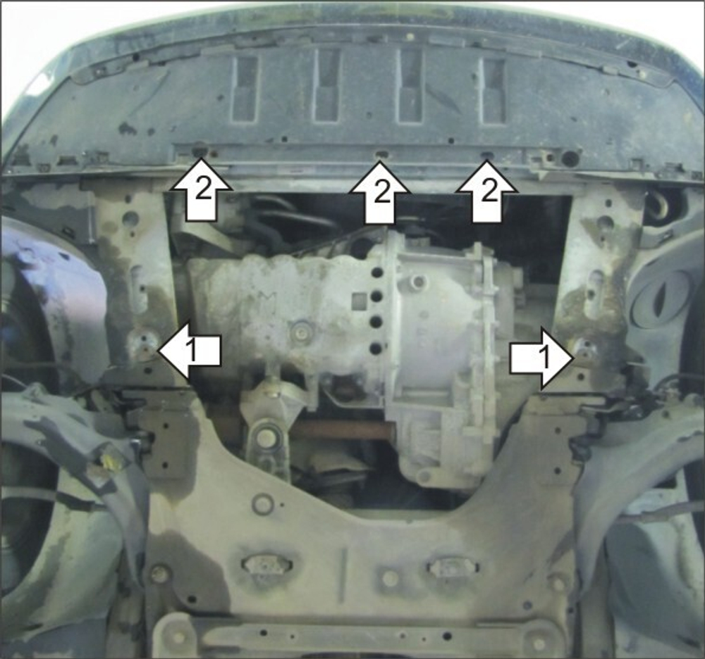 Защита картера Двигателя, КПП. 2 мм, Сталь. для Renault Megane 2002-2009 MOTODOR.01713