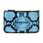 Balenciaga Cash Cow Leather Card Holder Women"s Snakeskin Blue