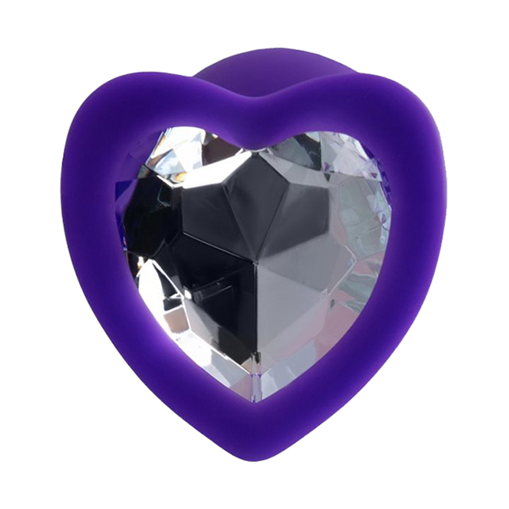 Фиолетовая анальная втулка 7см с прозрачным кристаллом ToyFa ToDo Diamond Heart 357024