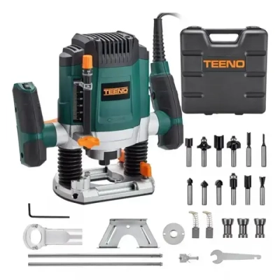 Фрезер по дереву электрический TEENO 1600 Вт,12 фрез,цанга 6/6.35/8 мм,16000-30000 об/мин