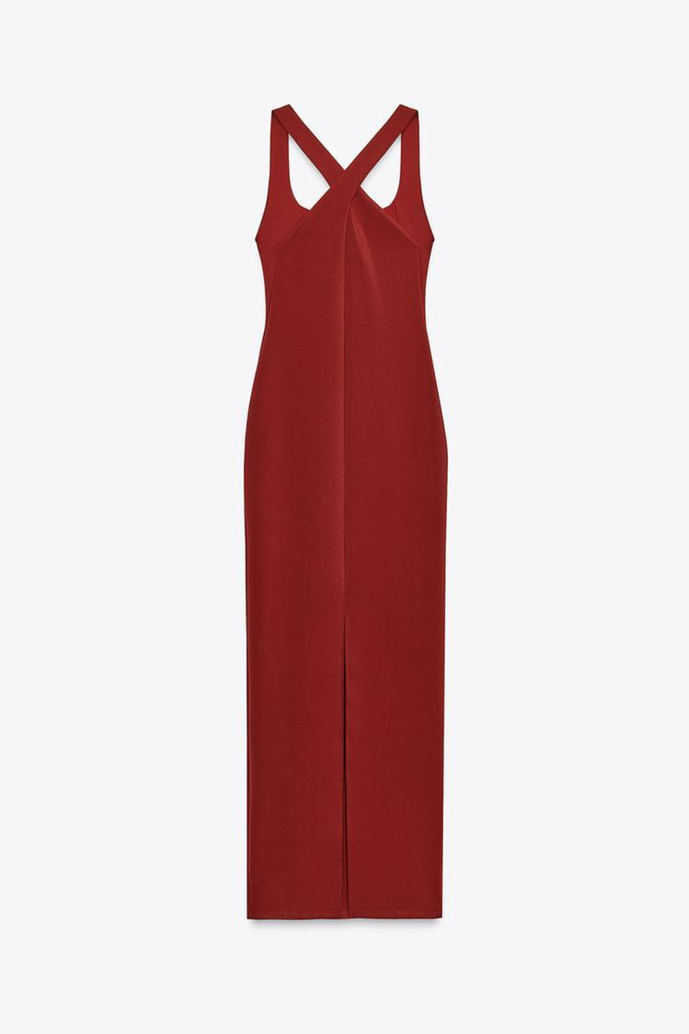 ZARA ДЛИННОЕ ПЛАТЬЕ ИЗ ПОЛИАМИДА, БУРГУНДИ