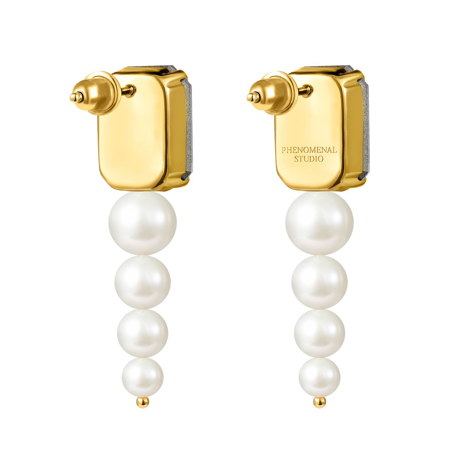Серьги Octagon Pearl Gold Earrings