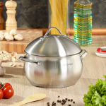 Кастрюля нерж, 3.9 л, с крыш, Daniks, Мальта, GS-01345KS-20CA, индукц