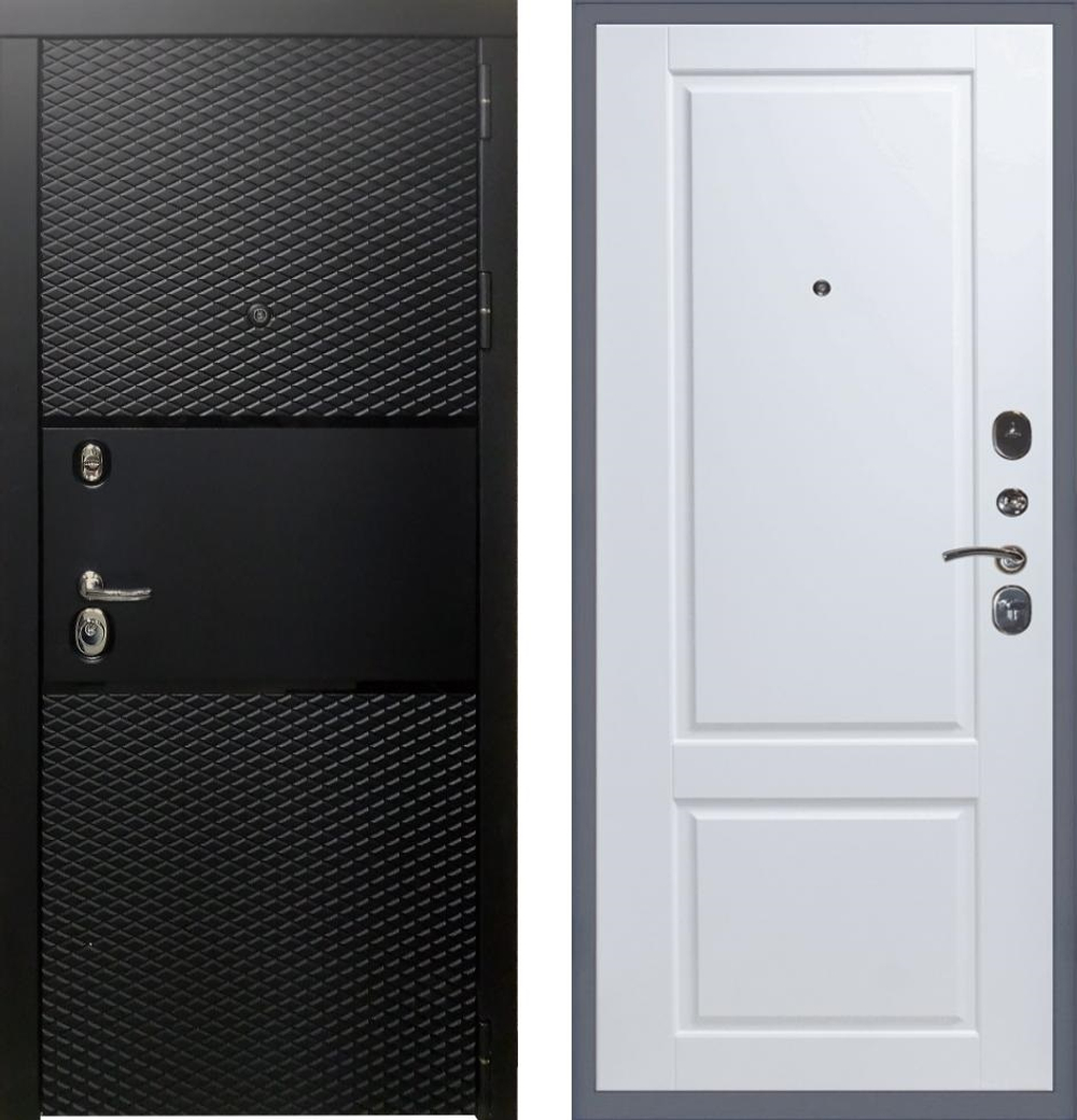 Входная дверь Тефлон 3К черный кварц / Доррен белый матой, без текстуры. ТМ Заводские двери, г.Йошкар-Ола