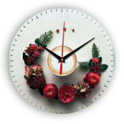 Настенные часы Чашка на тарелке coffee floral circle 4 Декор для дома, подарок