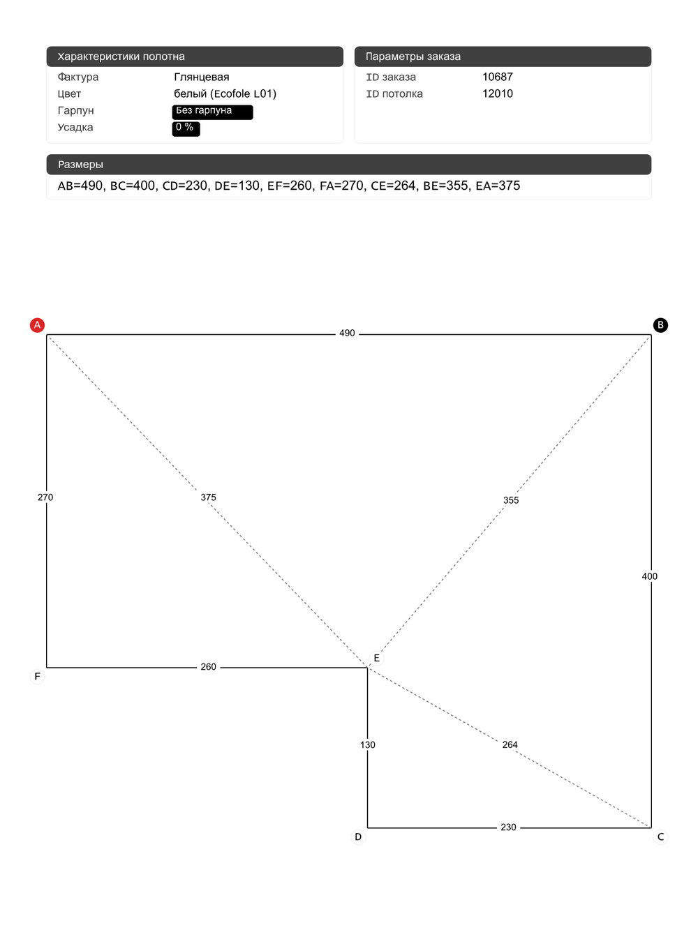 Глянцевый натяжной потолок 14.5 м2