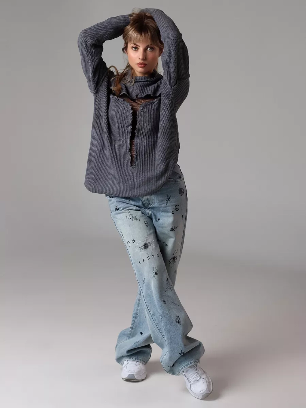 Свитер сетка с горлом