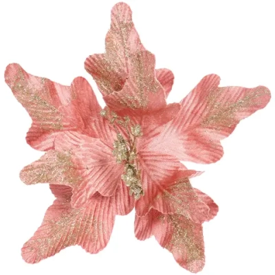 Украшение новогоднее «Пуансеттия - Нежность» 25 см, Розовое золото