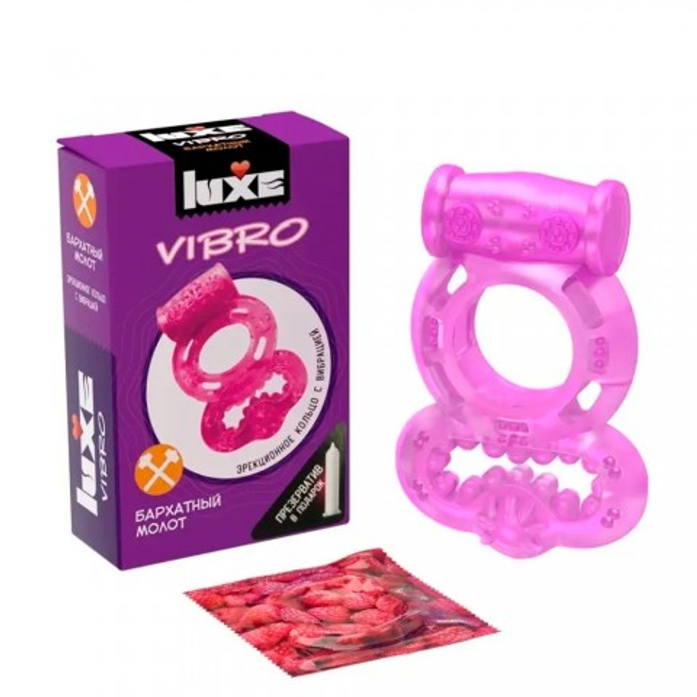 Виброкольцо LUXE VIBRO Бархатный молот (+ презерватив)