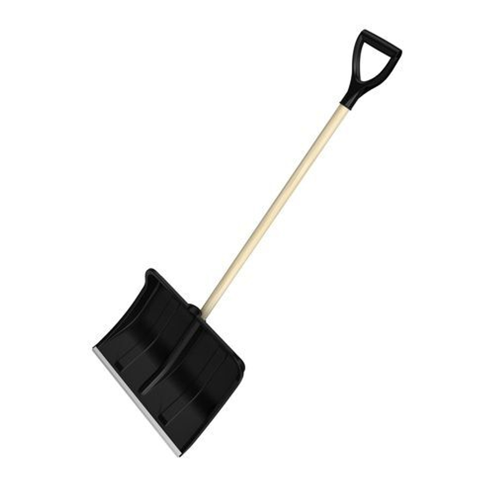 Лопата снег.пласт.ЦИКЛ "Богатырь"с алюм.планкой, дерев.черенком и V-ручк. (в сборе)