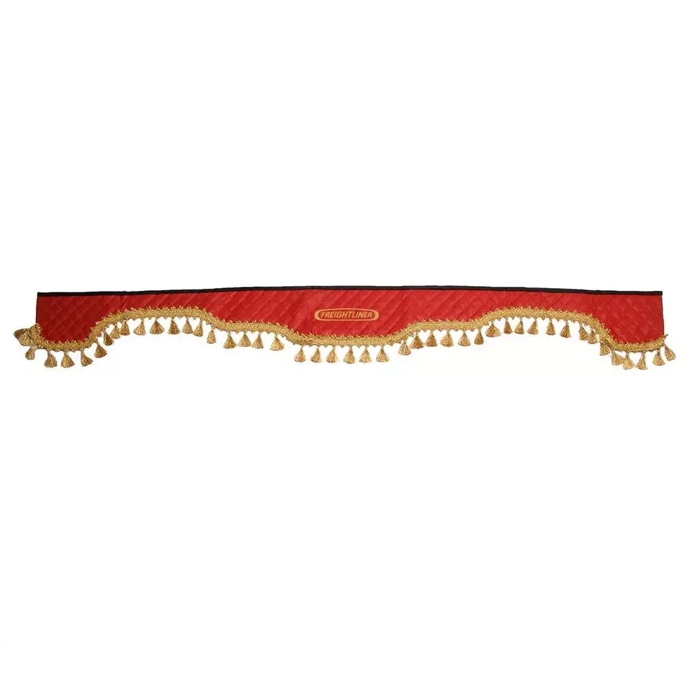 Ламбрекен FREIGHTLINER (экокожа, красный, золотые кисточки) 230см