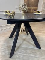 Круглый стол "Бонжур", керамогранит, черный мрамор