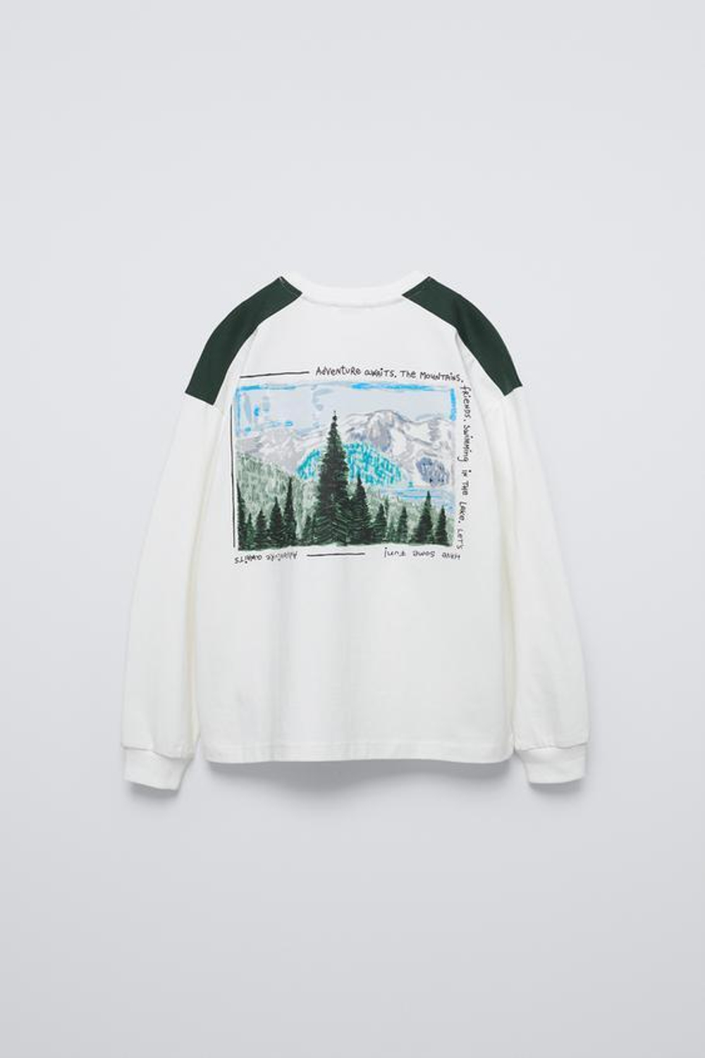 ZARA ПИЖАМА С ПРИНТОМ «ГОРЫ», ЗЕЛЕНЫЙ