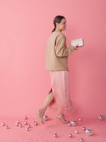 ЮБКА САТИНОВАЯ С ПЕРЬЯМИ PINK