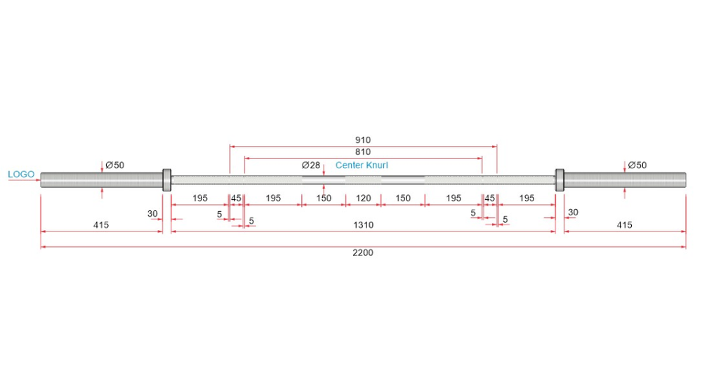 Гриф 20 кг CU max450 (хром)