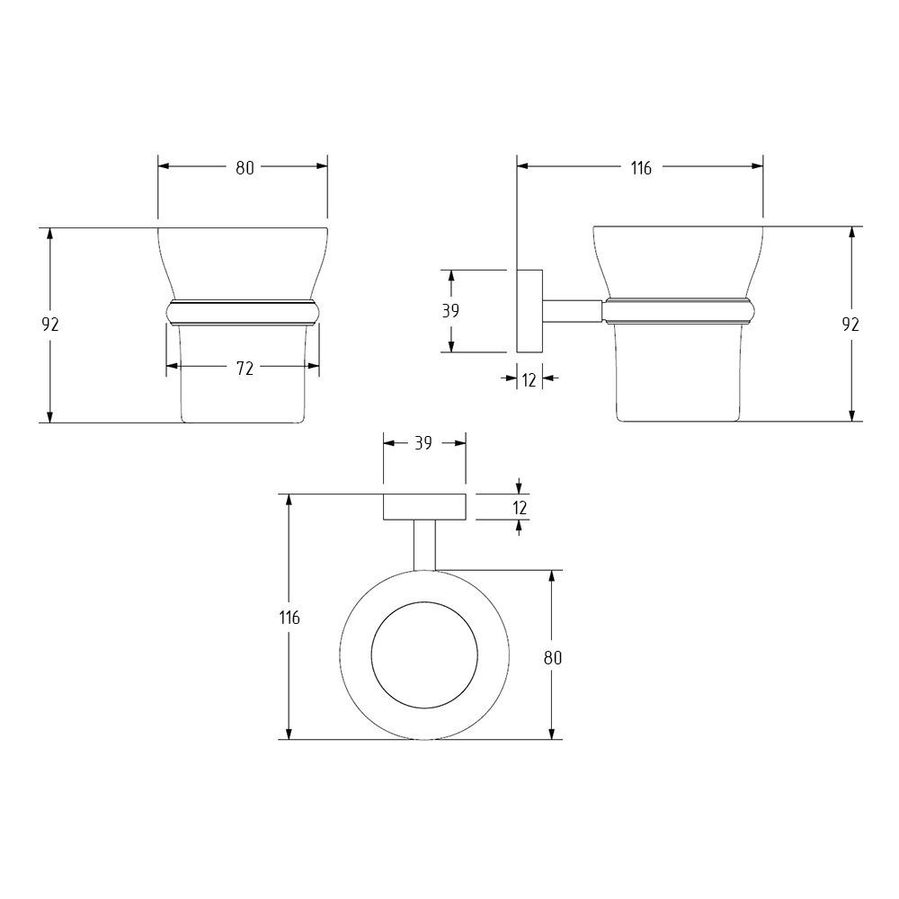 Стакан для зубных щеток MILLY, хром, LUX-MIL-OT110-CR