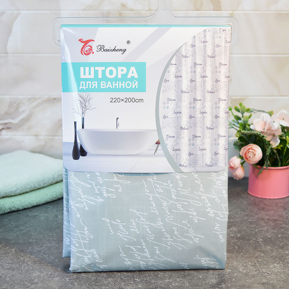 Штора для ванной 220*200см, ПЭВА, A-105-4