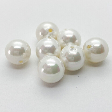 &quot;Майорка&quot; полупросверленная, цвет белый, 10 мм, цена за 1 шт