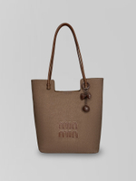 Сумка-шоппер 333/444 комбинированная с надписью, косметичкой и брелоком в комплекте