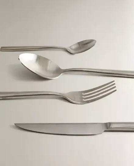 ZARA HOME СТОЛОВЫЙ НАБОР ИЗ 4 ПРЕДМЕТОВ С МАТОВЫМ СТАЛЬНЫМ ПОКРЫТИЕМ, СЕРЕБРО