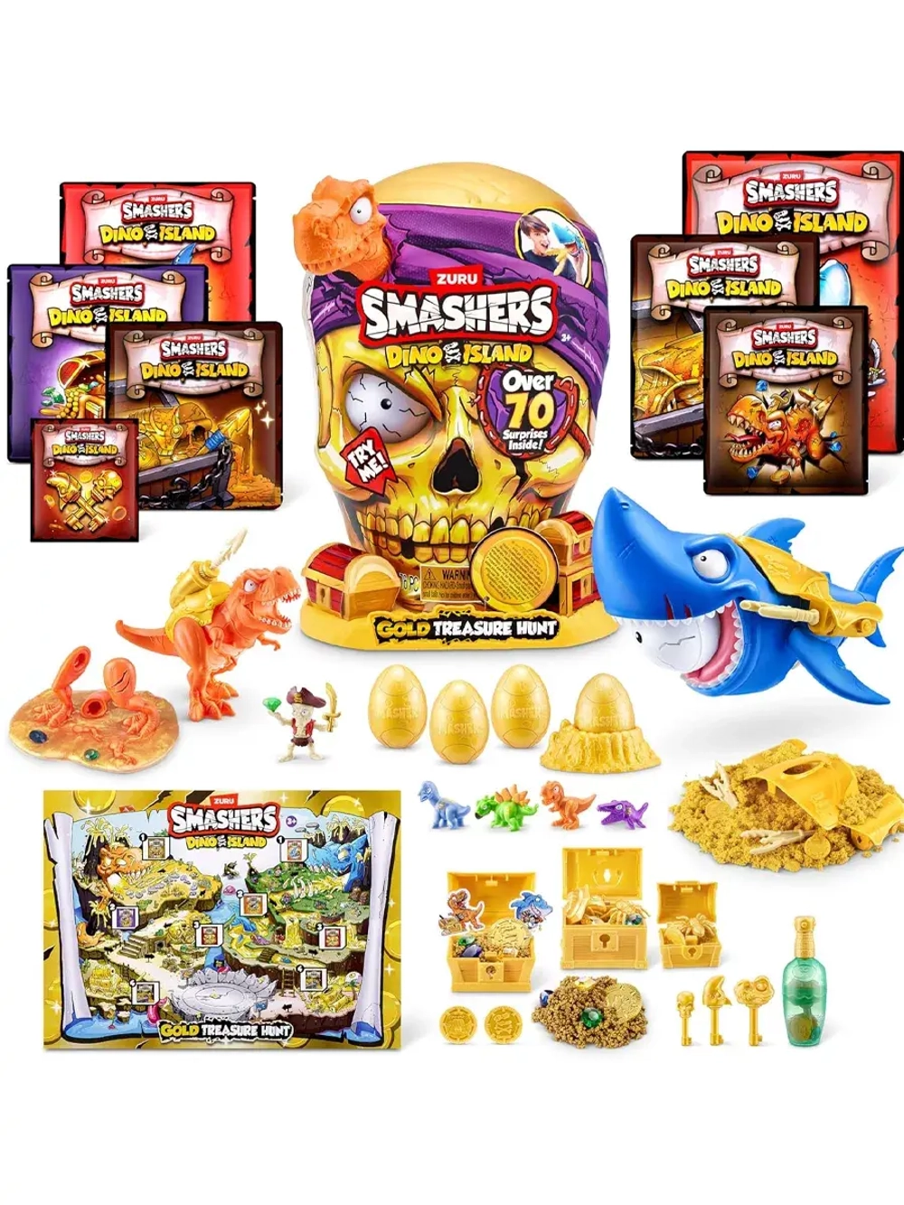 Игрушка сюрприз Zuru Smashers Dino Island Gold оранжевый