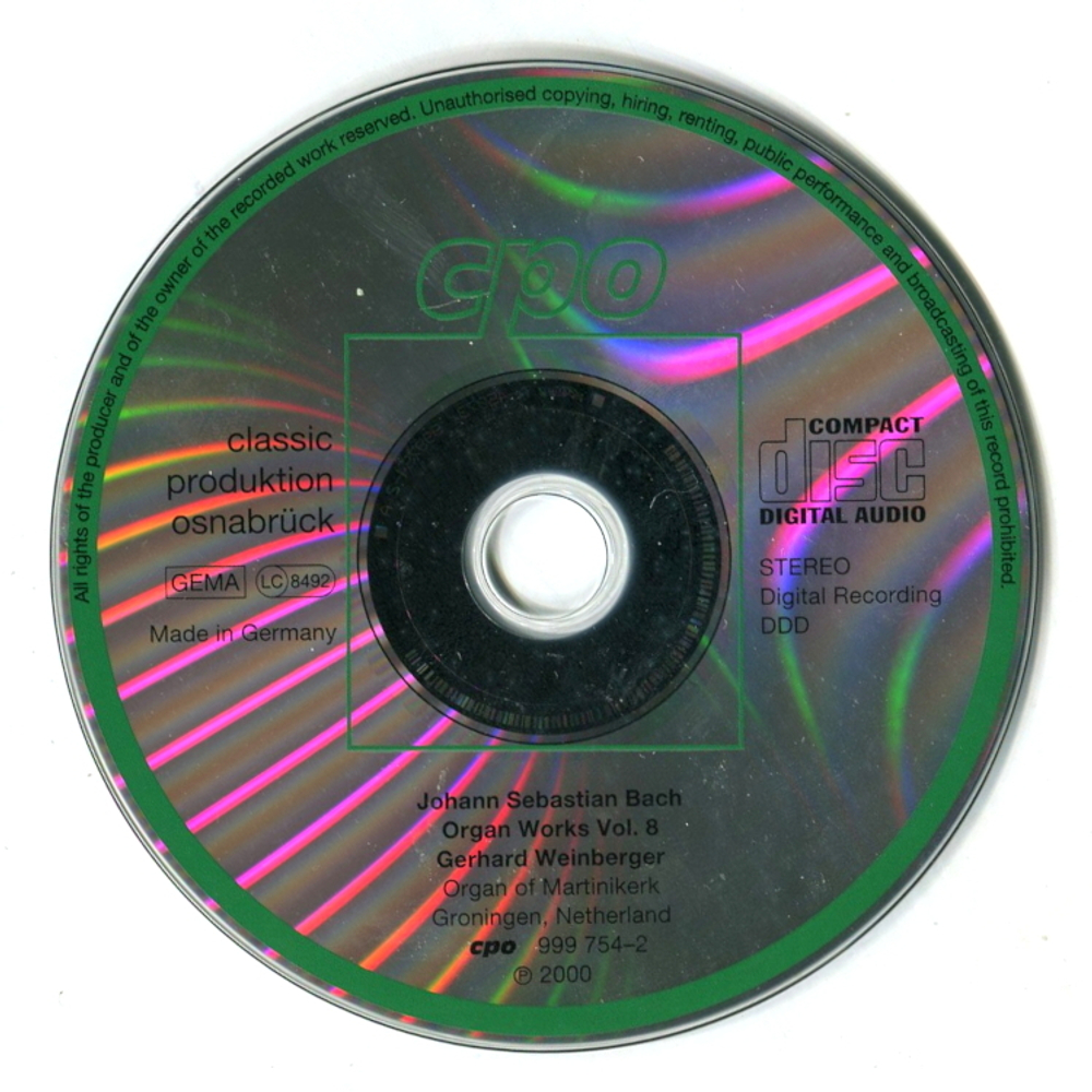 Gerhard Weinberger / Johann Sebastian Bach: Organ Works Vol. 8 (CD)