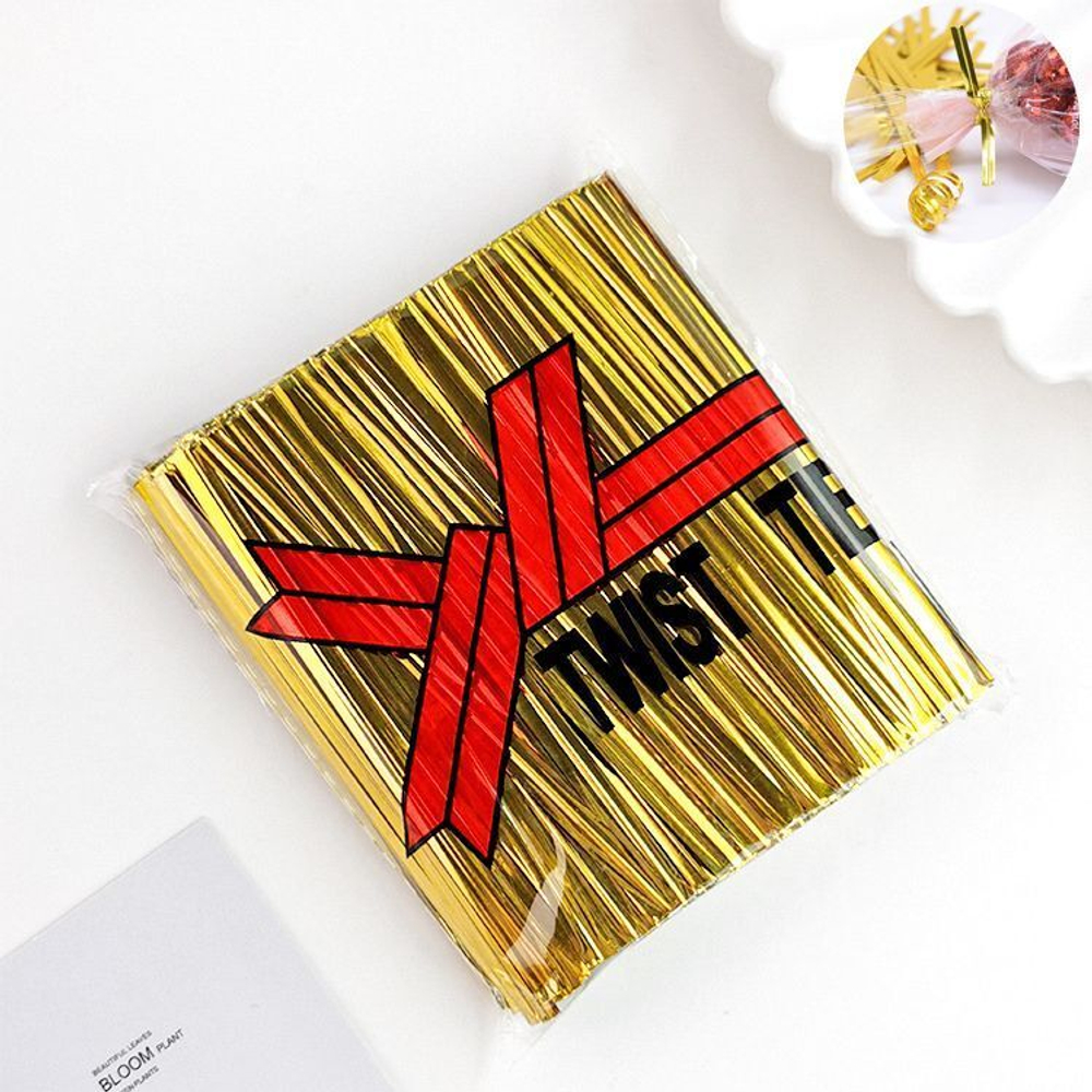 Твист-лента для пакетиков 8 см (ЗОЛОТО, 800 шт)