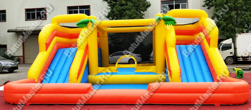 Надувной батут-горка "Тропический рай" 7*6*3,5 м