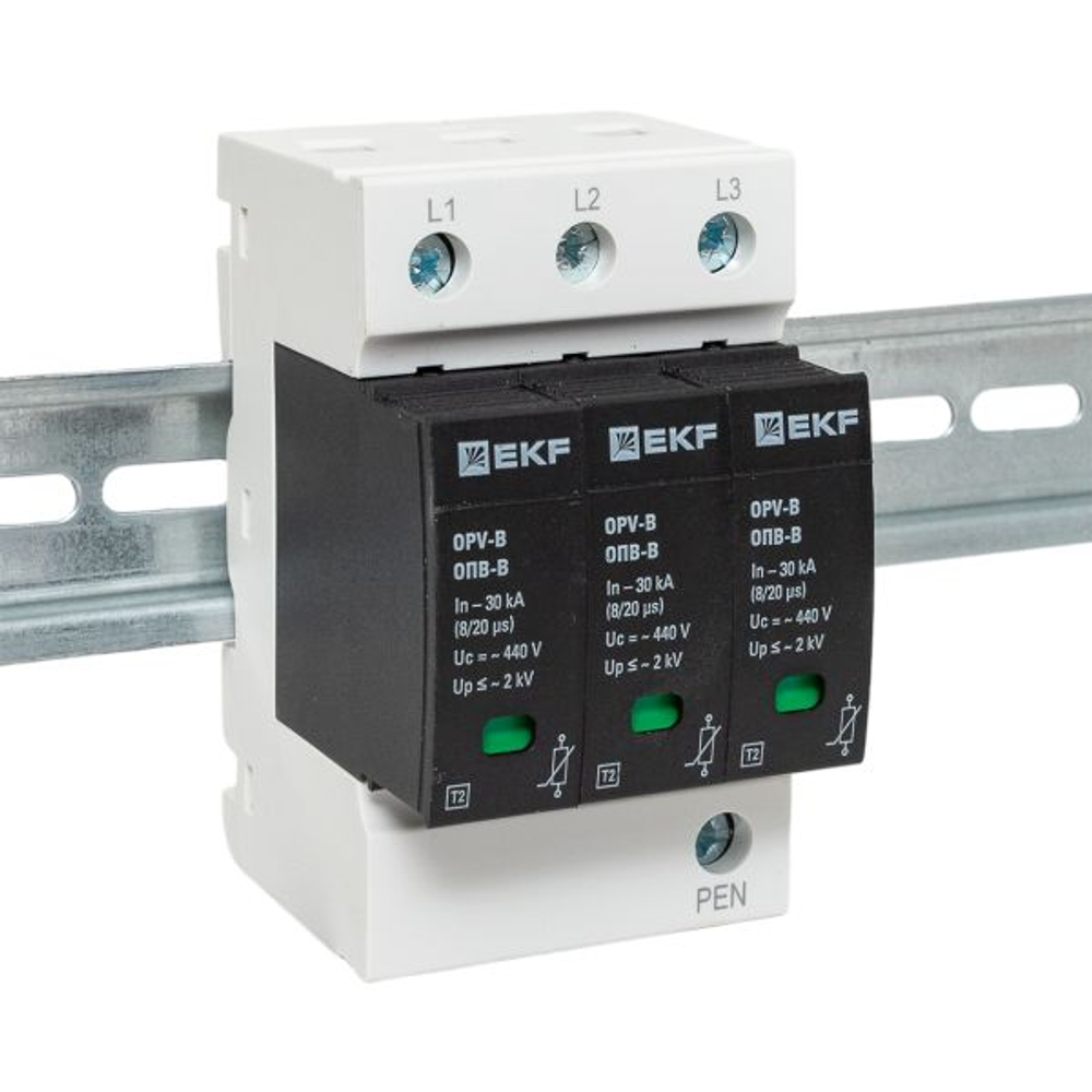 Ограничитель импульсных напряжений ОПВ-B/3P In 30кА 440В с сигн. EKF PROxima